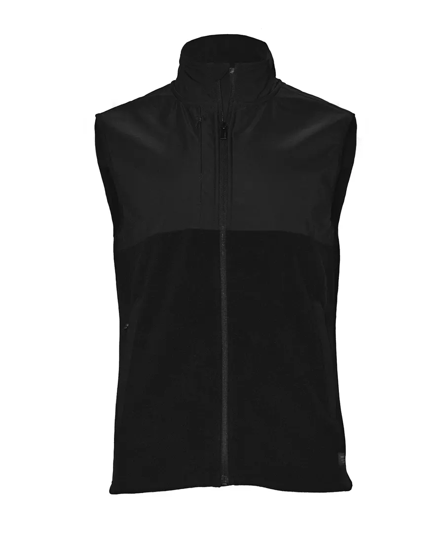 Highland - Fashionable yoke fleece vest – Black