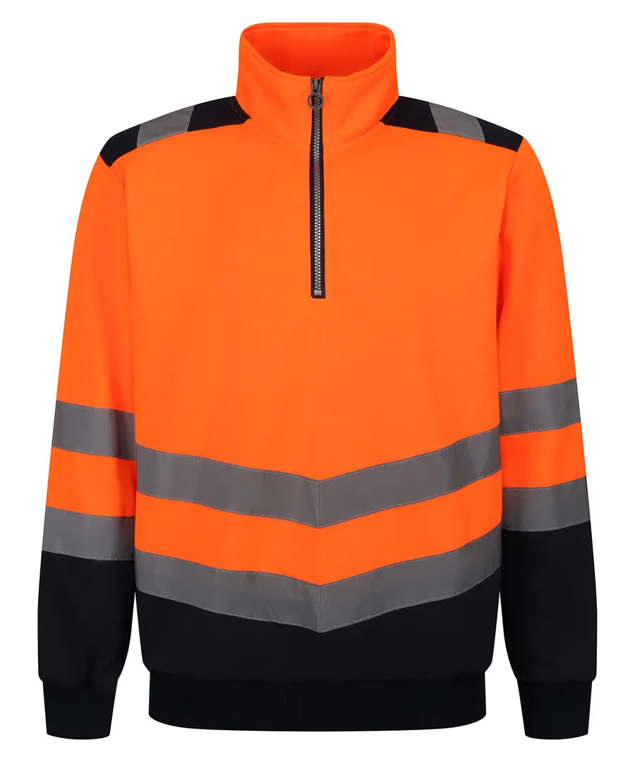 Pro hi-vis ¼-zip sweatshirt – Orange/Navy