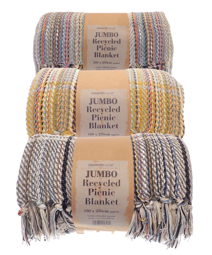 Jumbo recycled picnic blanket – Mixed Fabric Colour