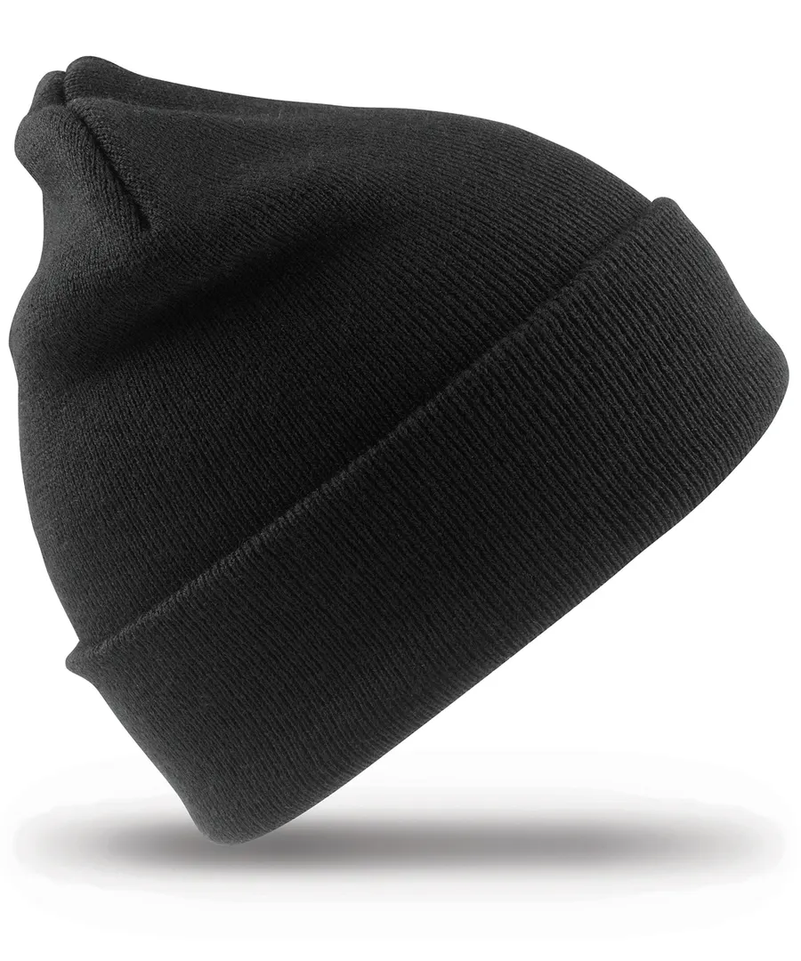 Recycled woolly ski hat – Black