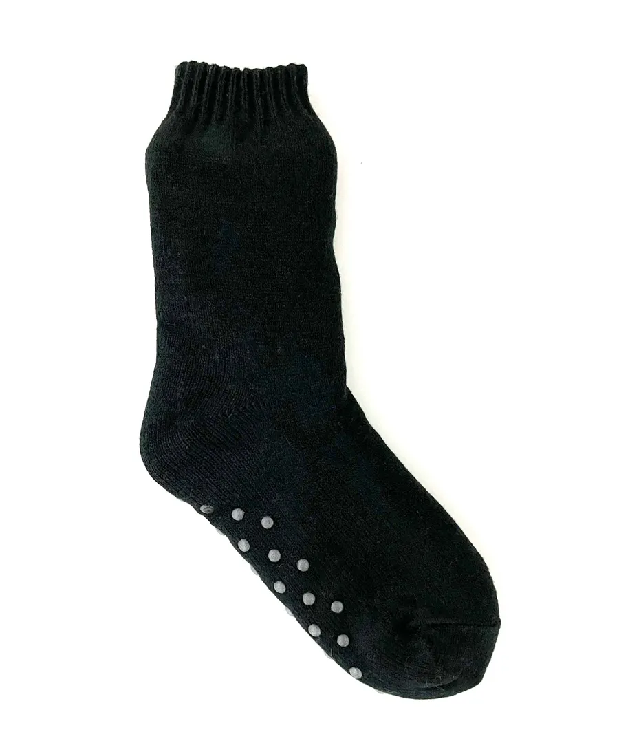 Adult sherpa socks with turndown – Black/Black