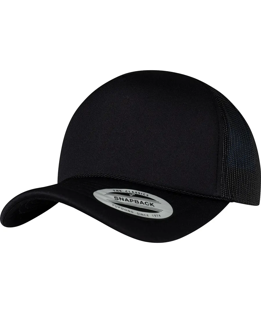 Foam trucker cap curved visor (6005FC) – Black/Black/Black