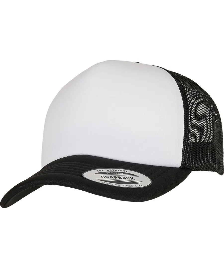 YP Classics® curved foam trucker cap – white front (6320W) – Black/White/Black