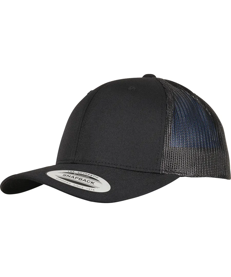 Trucker recycled polyester fabric cap (6606TR) – Black
