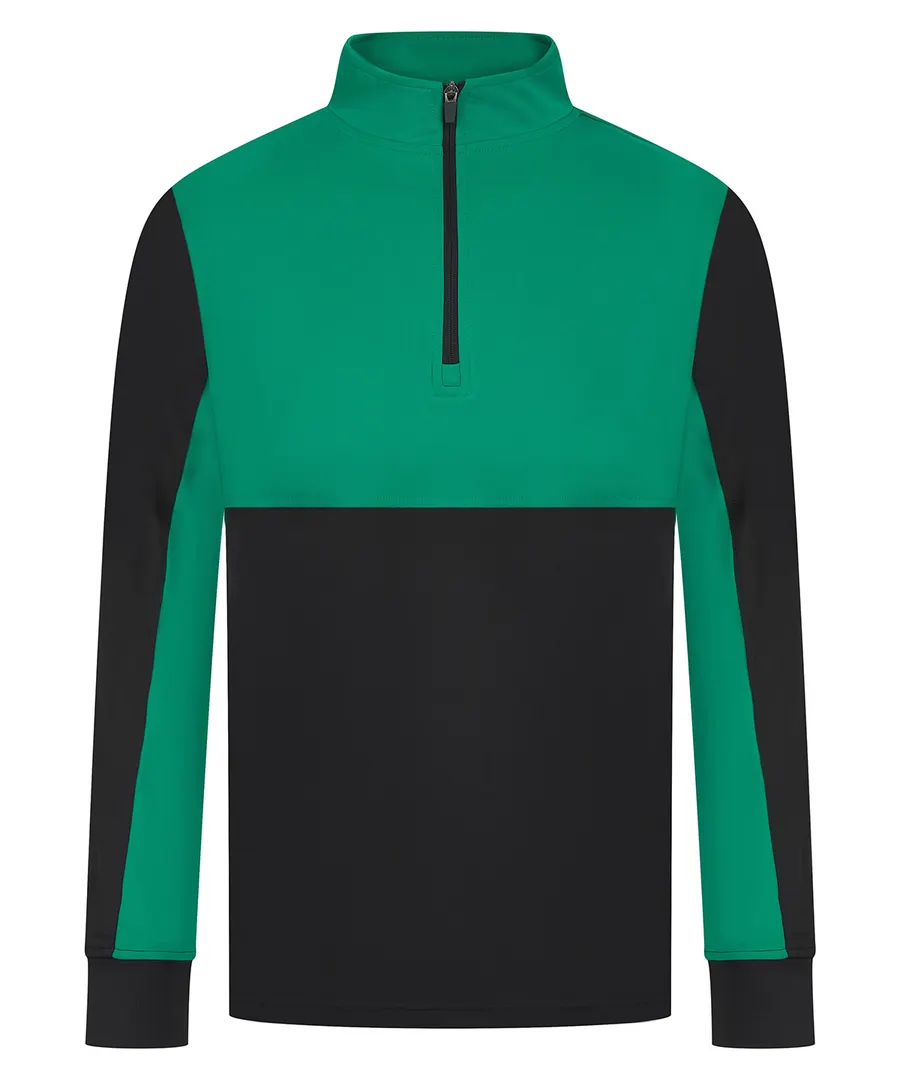 ¼-Tracksuit top – Black/Emerald