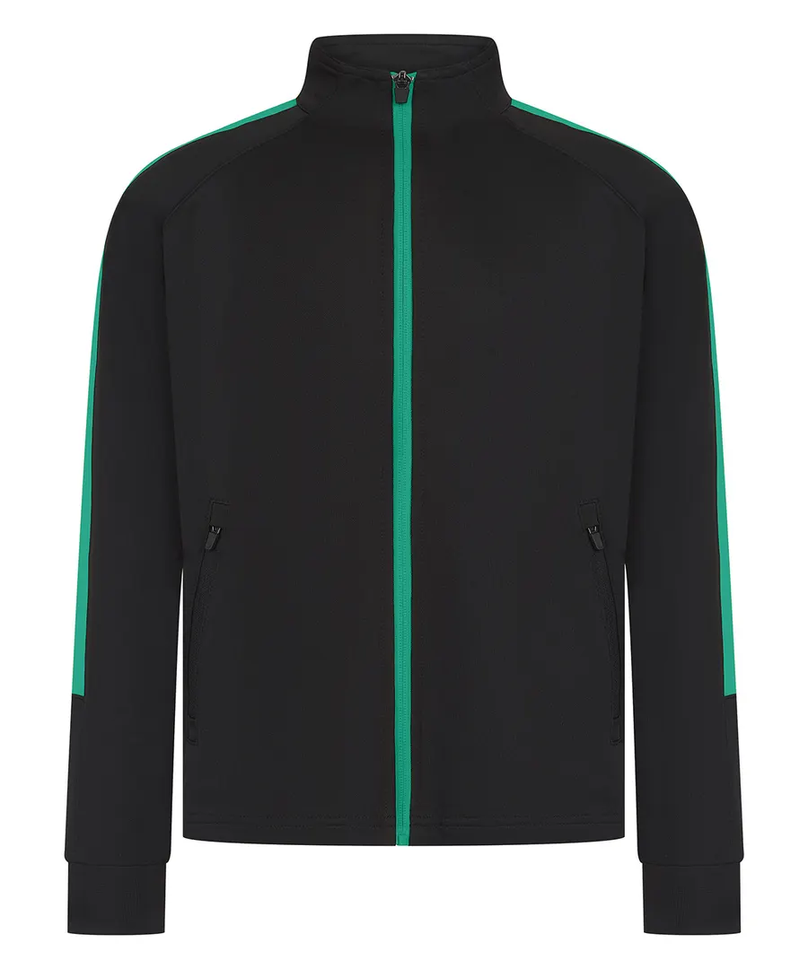 Kids knitted tracksuit top – Black/Emerald