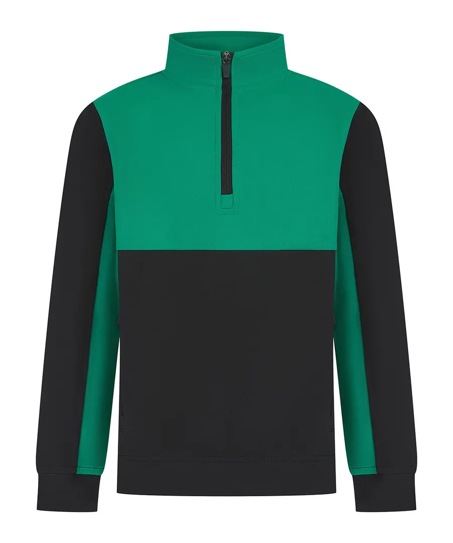 Kids ¼-tracksuit top – Black/Emerald