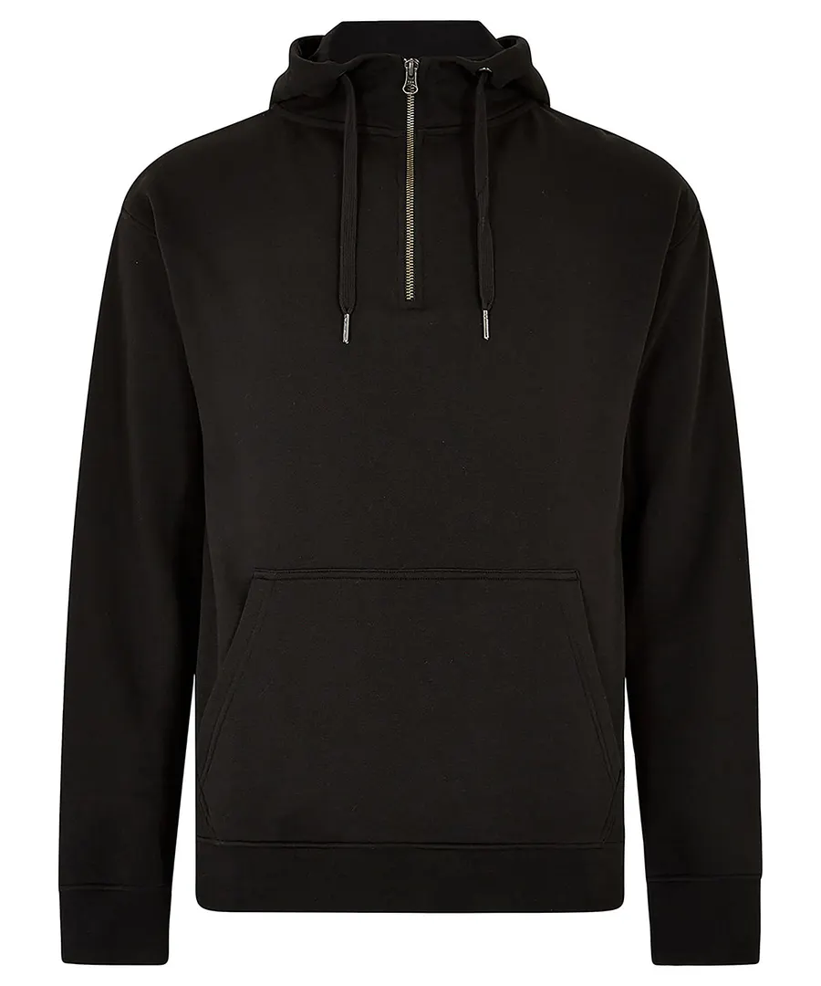 Regular fit 1/4 zip hoodie – Black