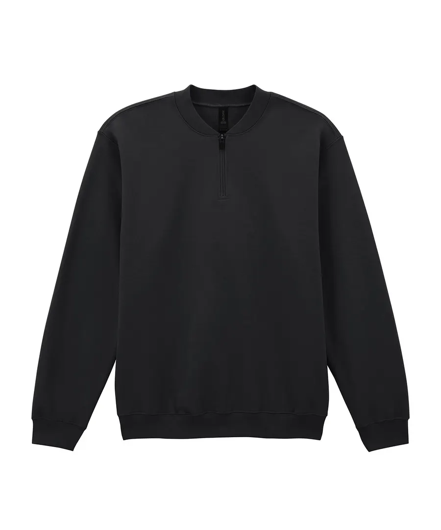 Softstyle™ midweight adult fleece 1/4-zip sweatshirt – Black