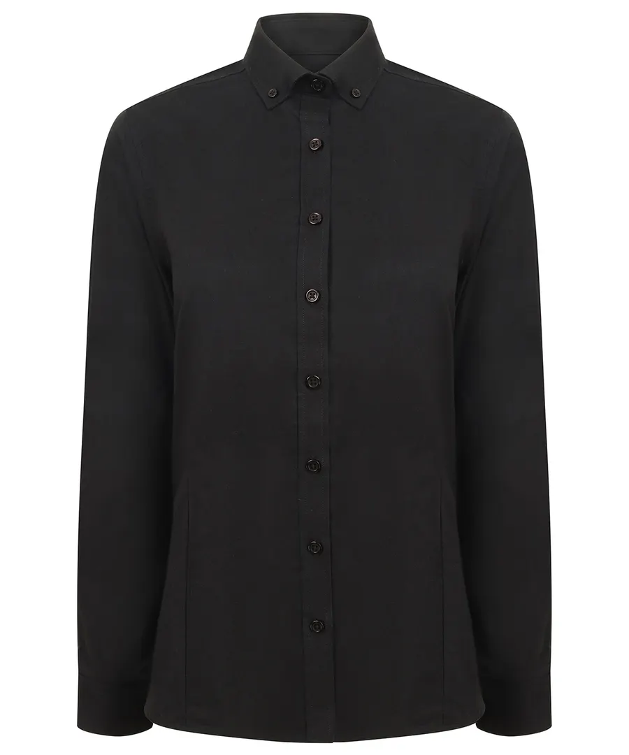 Women's modern long sleeve Oxford shirt – Black