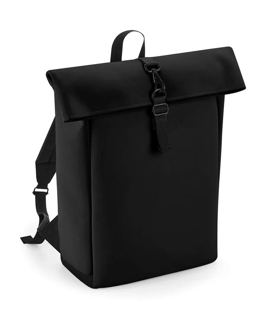 Matte PU rolltop backpack – Black