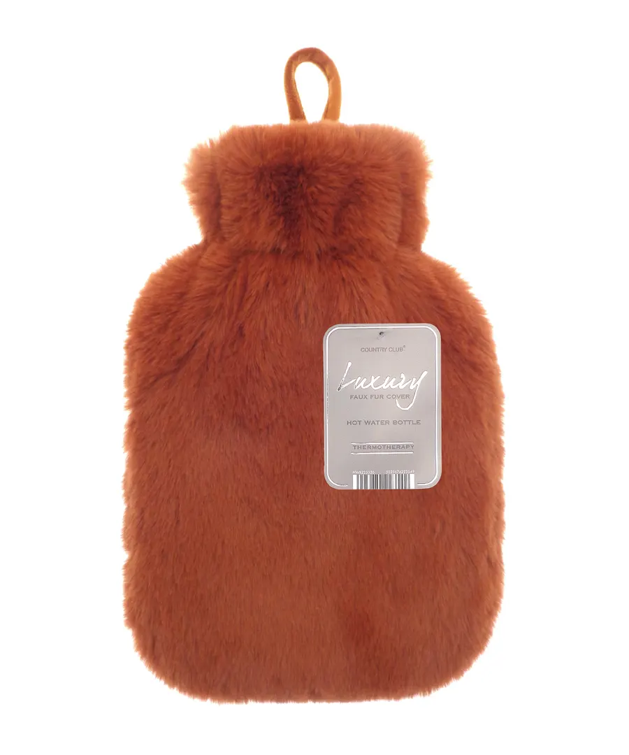 Super luxury faux fur hot water bottle and cover – Bronze