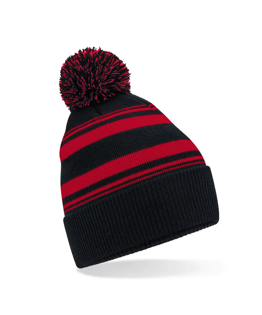 Striped fan beanie – Black/Classic Red