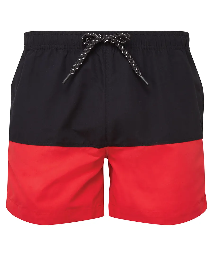Block colour swim shorts – Black/Red
