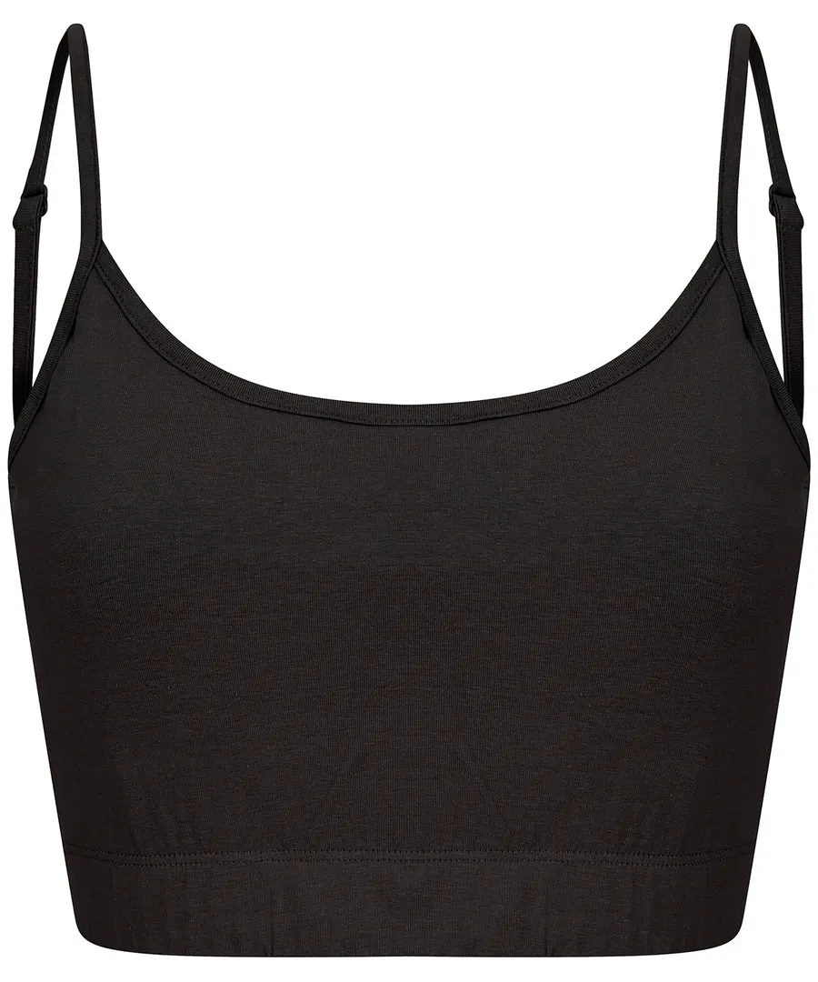 Women's sustainable fashion cropped cami top with adjustable straps – Black