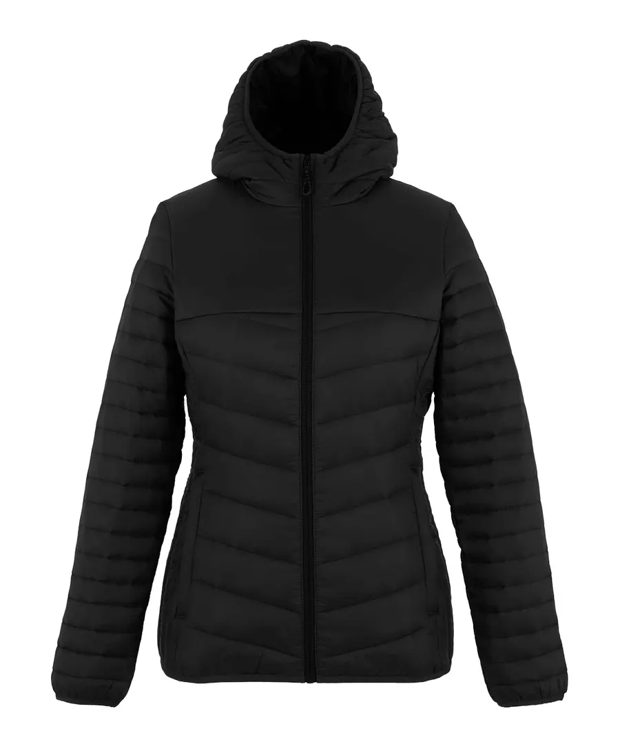 Loftlite women’s hooded baffle jacket – Black/Black