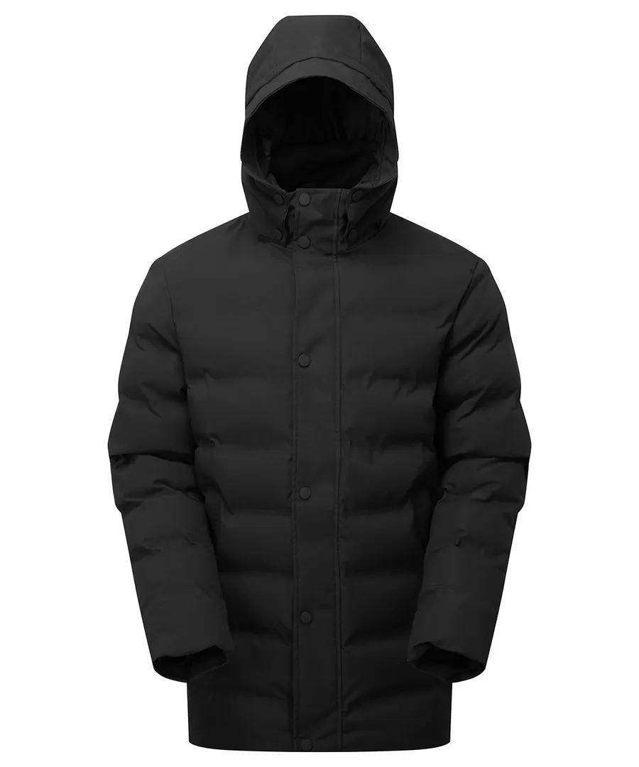 Recycled bonded longline padded jacket – Black
