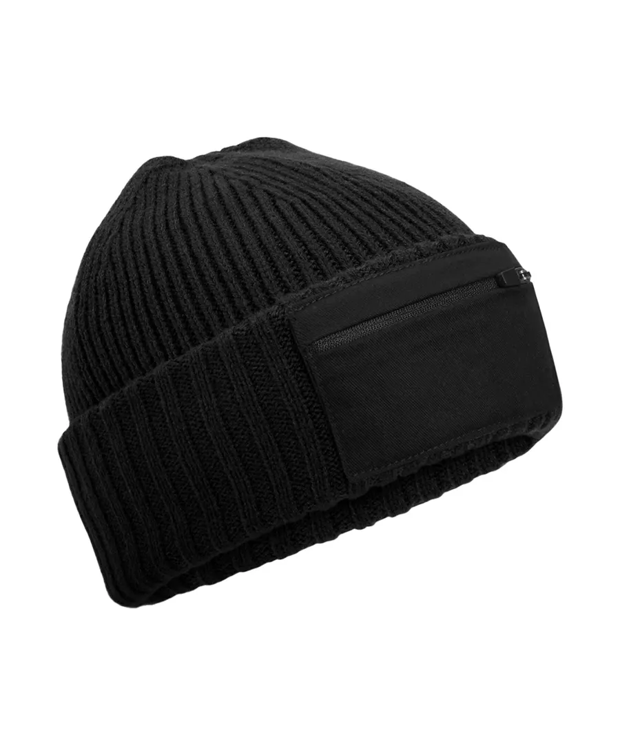 Zip patch beanie – Black