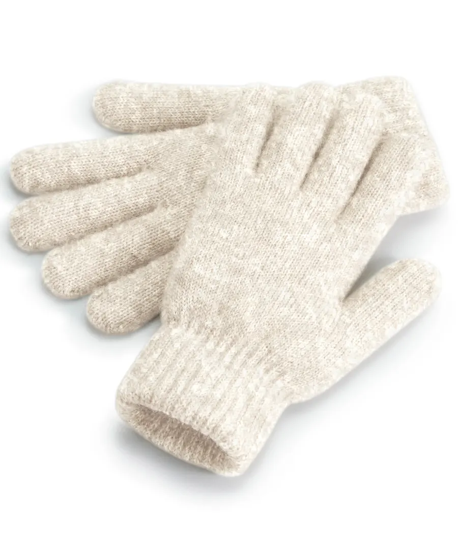 Cosy ribbed-cuff gloves – Almond Marl