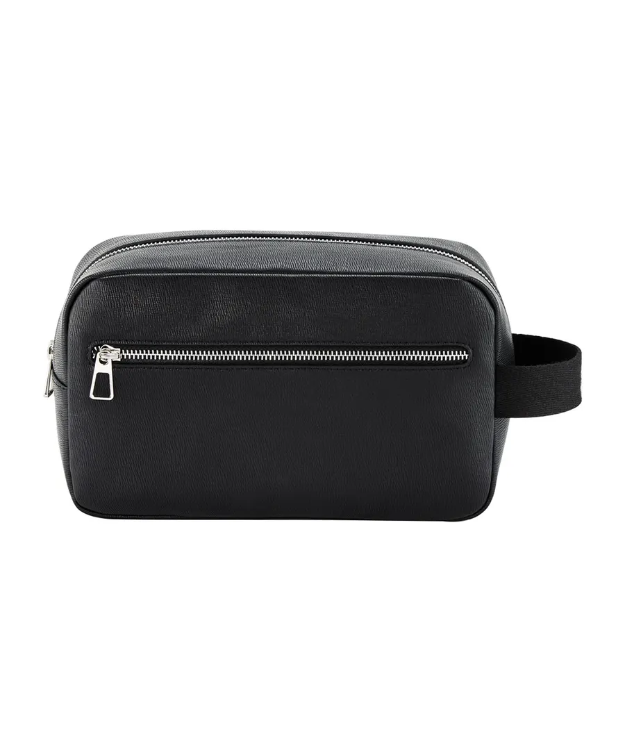 Tailored luxe PU wash bag – Black