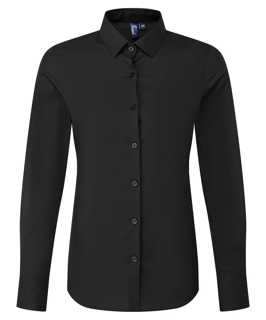 Women’s long sleeve ‘Recyclight’ poplin shirt – Black