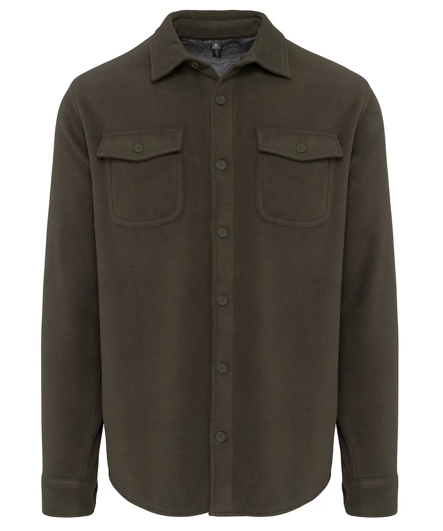 Sherpa-lined fleece overshirt – Dark Khaki/Storm Grey