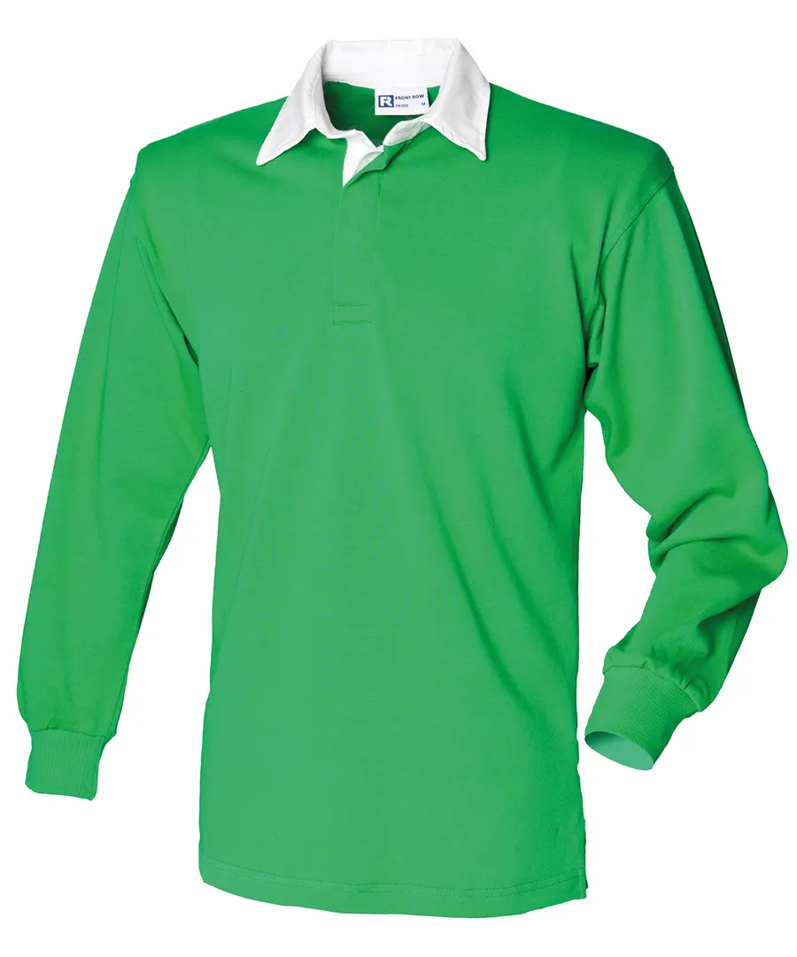 Long sleeve plain rugby shirt – Bright Green/White