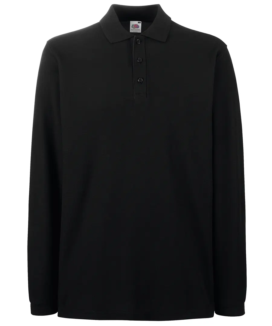 Premium long sleeve polo – Black