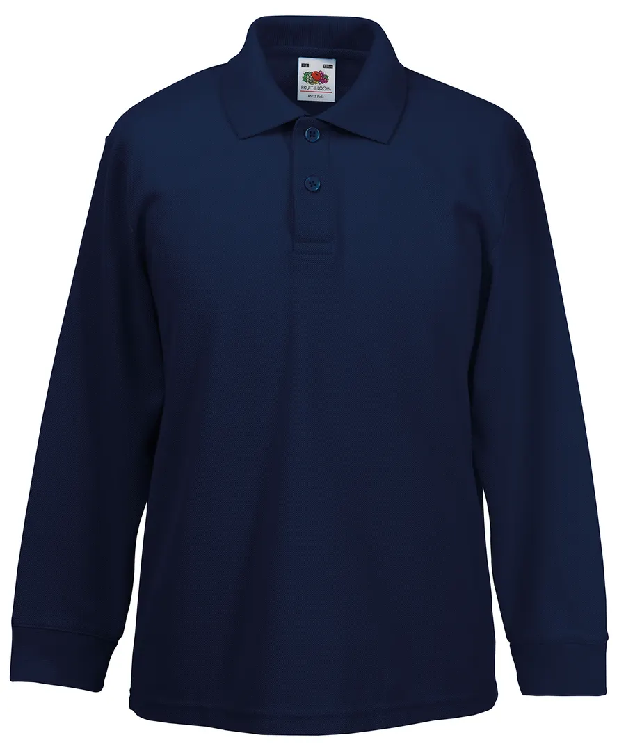 Kids long sleeve 65/35 polo – Deep Navy