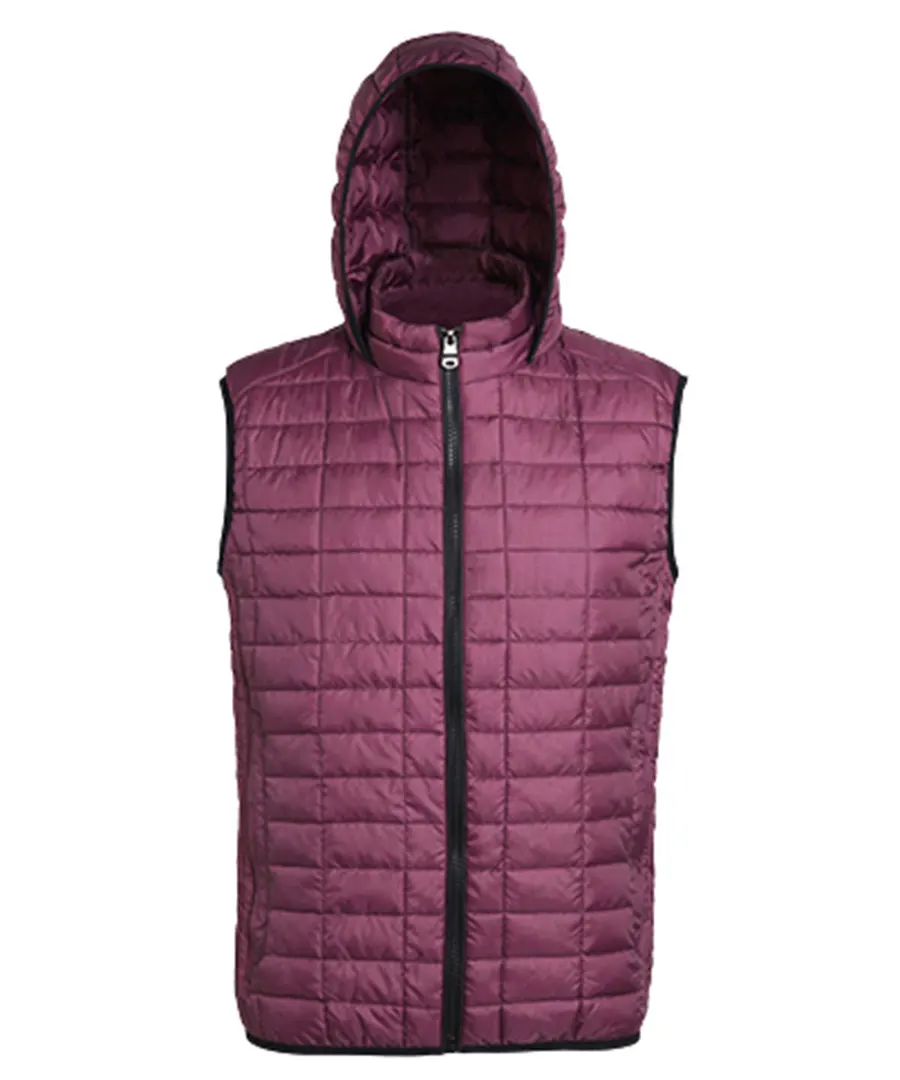 Honeycomb hooded gilet – Mulberry