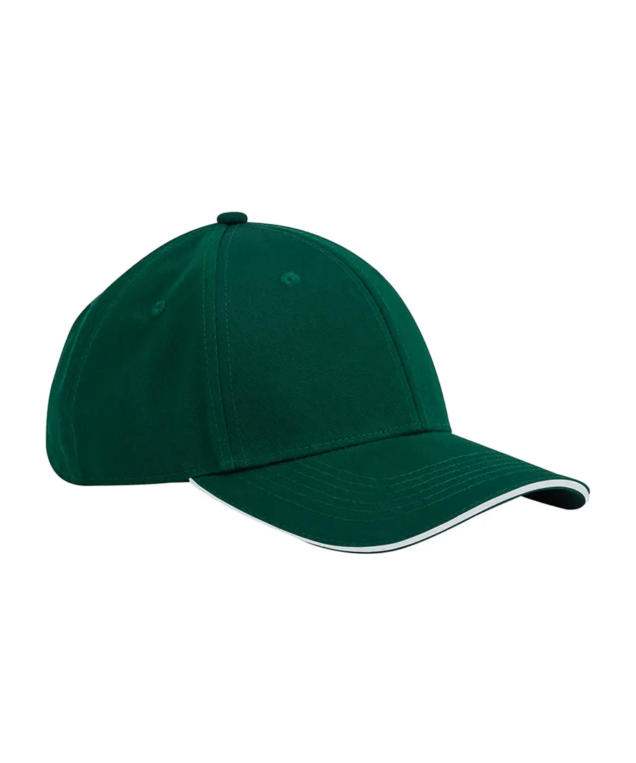 EarthAware® classic organic cotton 6-panel cap – sandwich peak – Bottle Green/White
