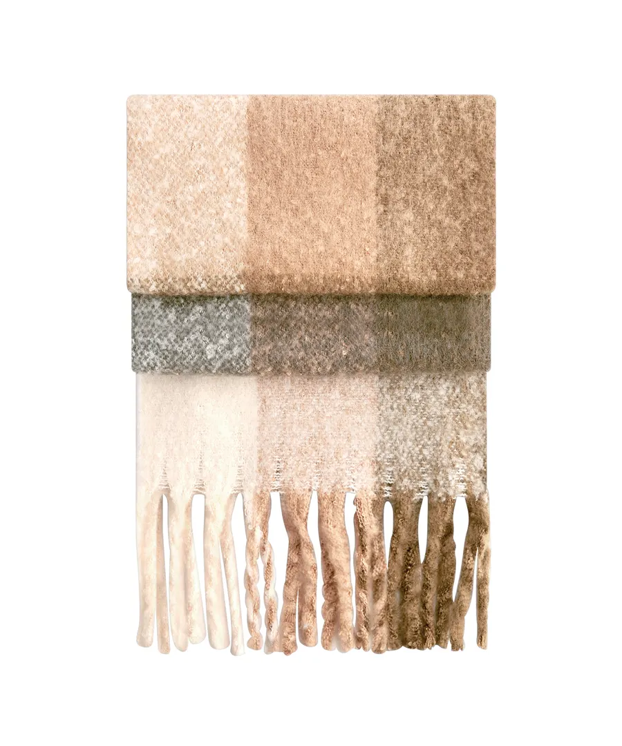 Fluffy check scarf – Brown Check