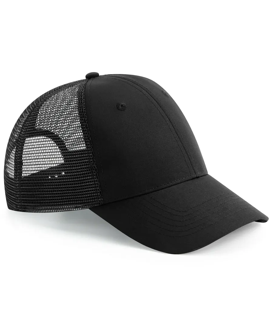 Recycled urbanwear 6-panel snapback trucker – Black