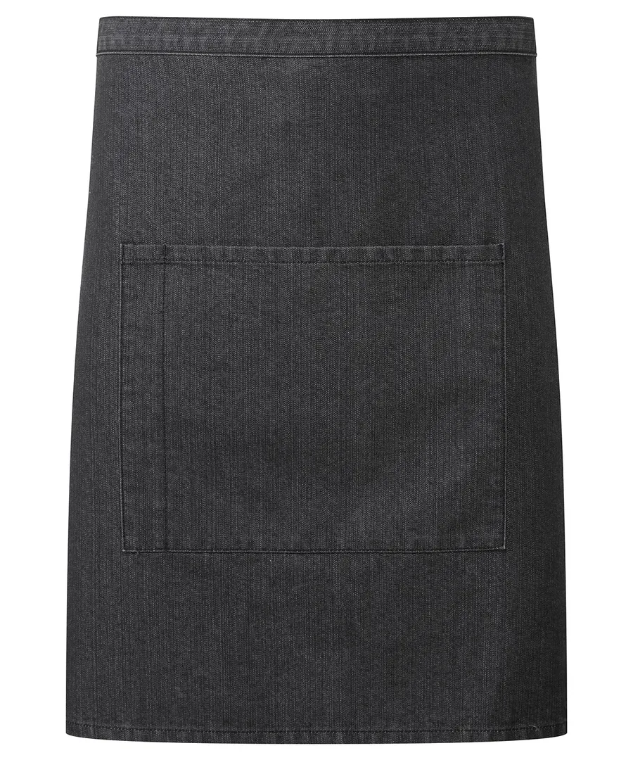 ‘Colours collection’ mid-length pocket apron – Black Denim