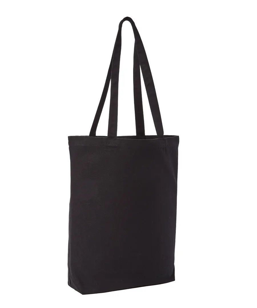 Recycled premium canvas ‘flat base’ shopper – Black