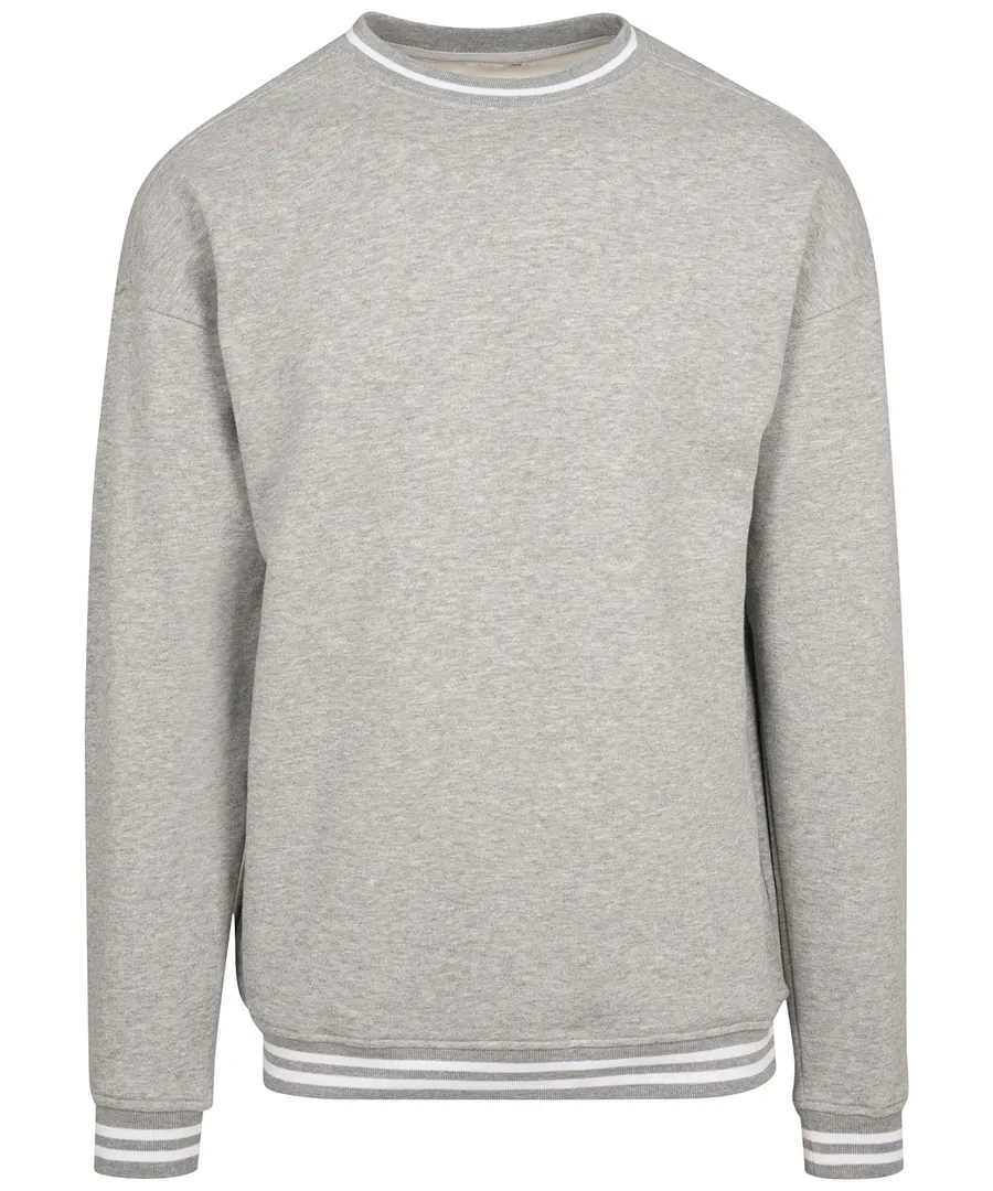 College sweat crew – Heather Grey/White