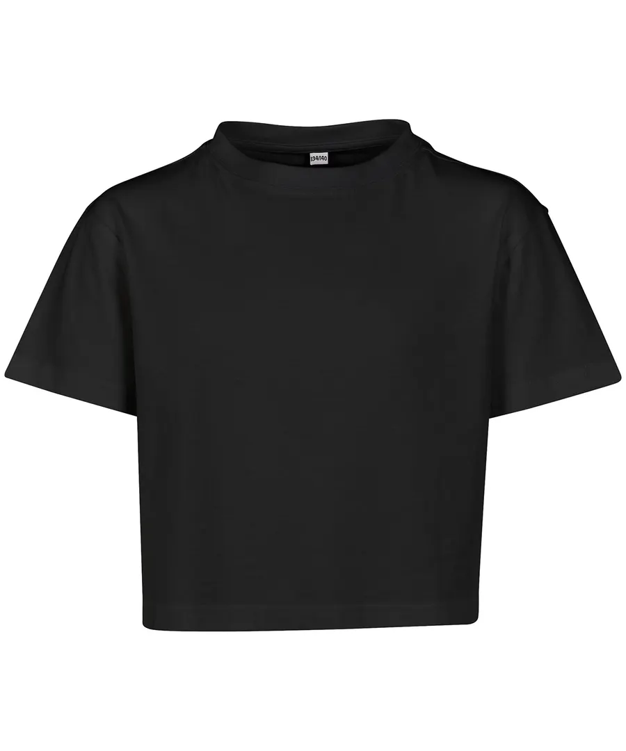 Girls cropped Jersey tee – Black