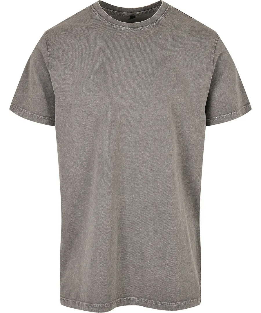 Acid washed round neck tee – Asphalt
