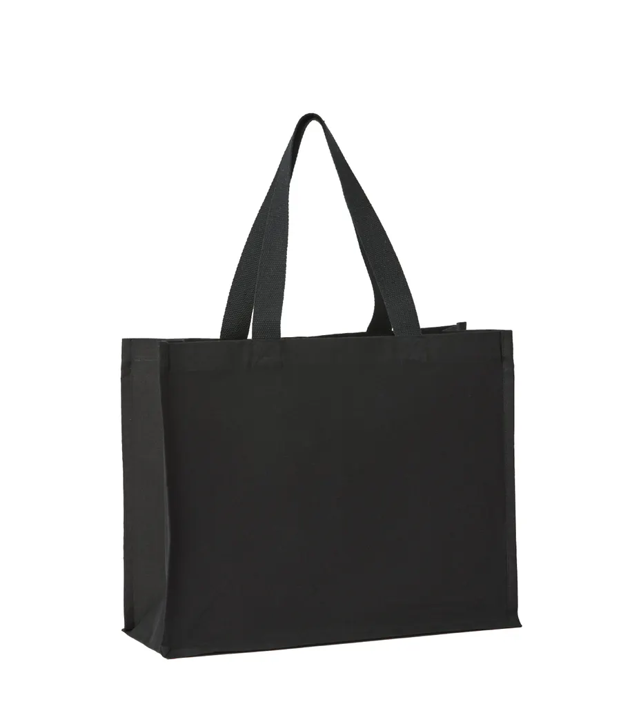Recycled premium canvas stand-up shopper – Black