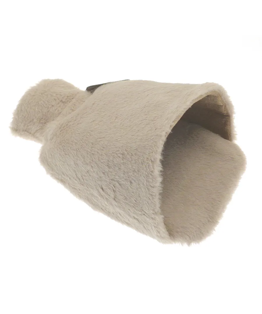 Luxury foot hot water bottle and cover in plush faux fur – Natural