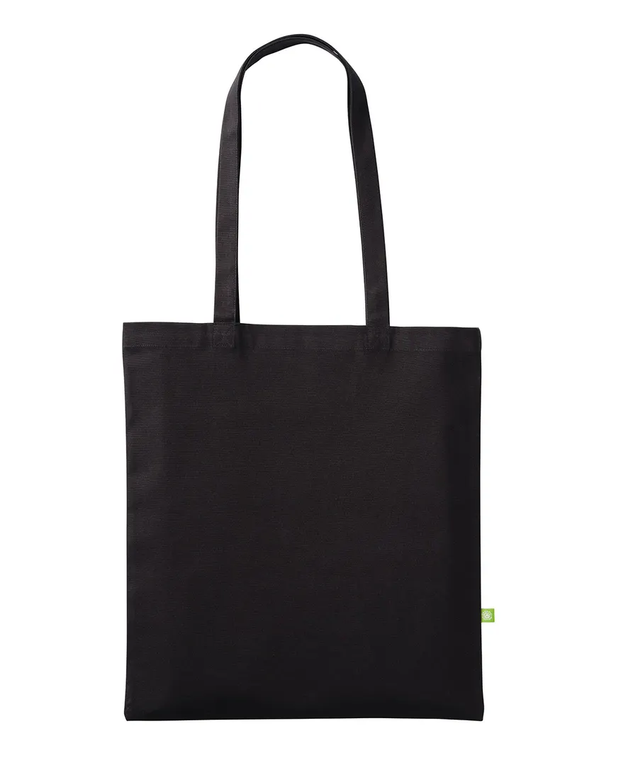 Premium organic canvas shopper long handle – Black
