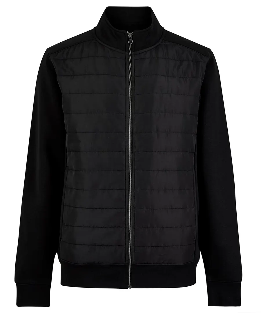 Regular fit quilted full-zip sweatshirt – Black