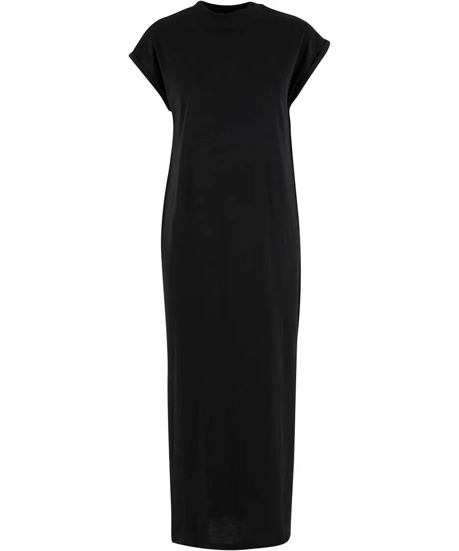 Women’s long extended shoulder dress – Black