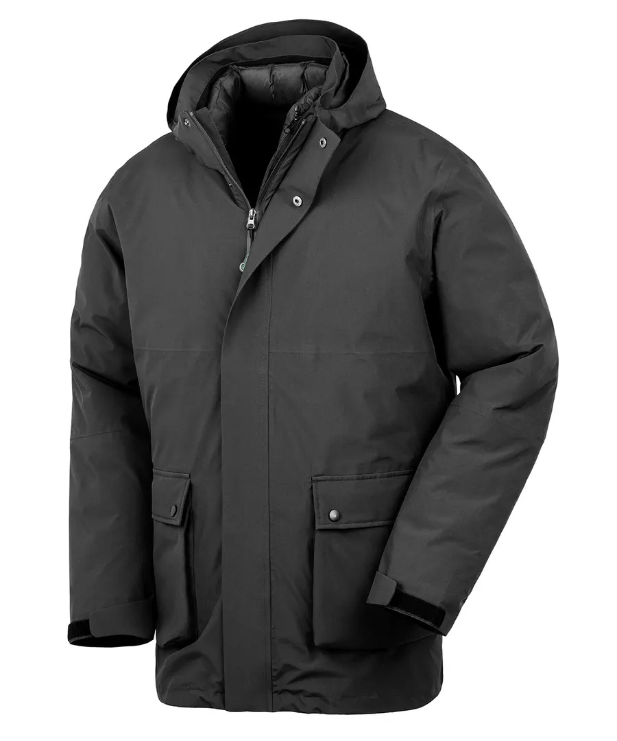 Recycled 3-in-1 padded ripstop jacket – Black