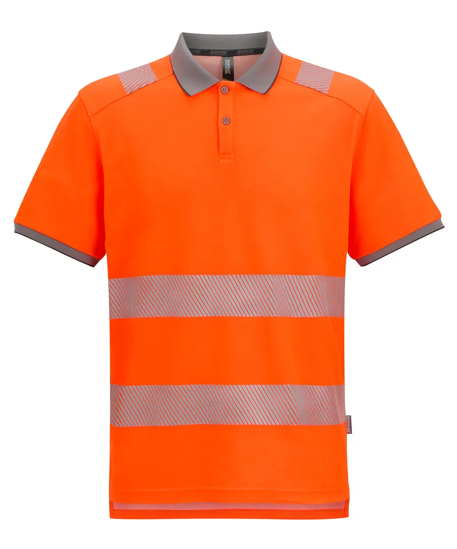 Hi-vis pro comfort polycotton polo – Black/Orange