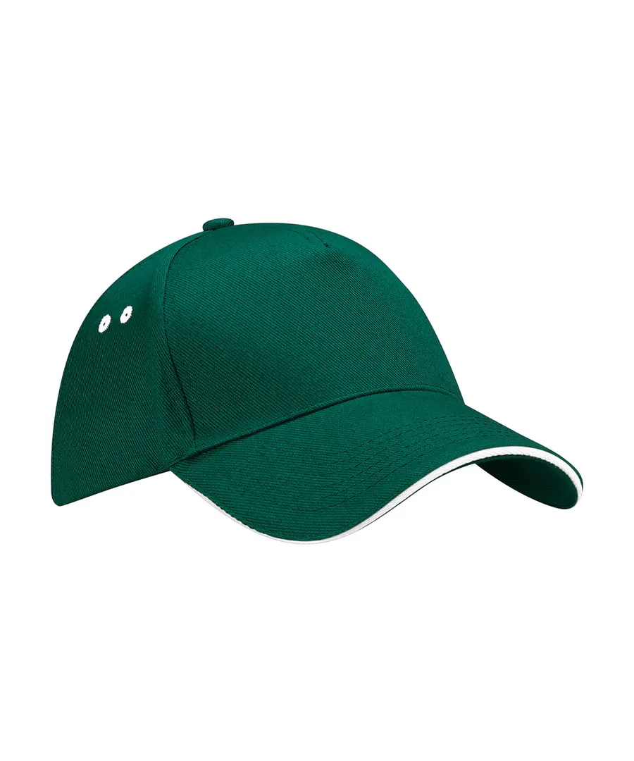 Ultimate 5-panel cap - sandwich peak – Bottle Green/White