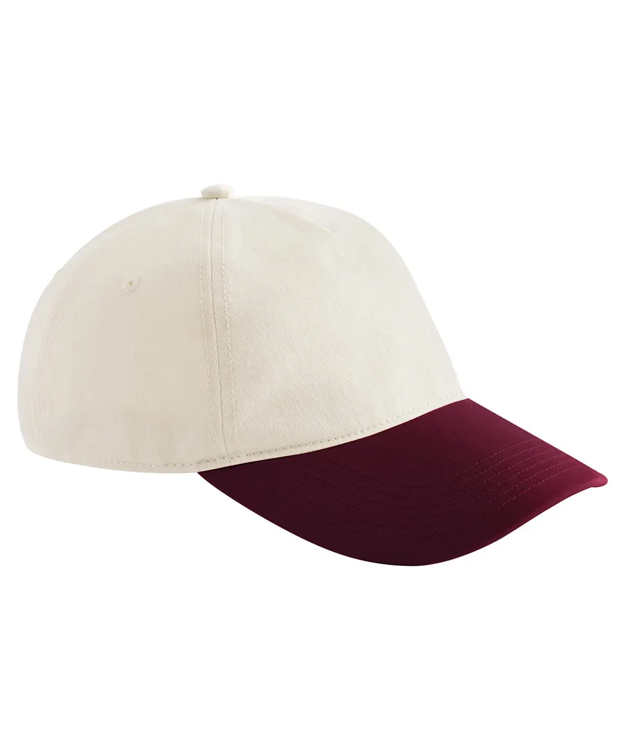 Contrast peak leisure cap – Natural/Burgundy