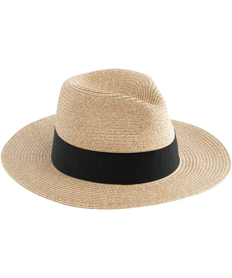 Straw fedora – Natural/Black