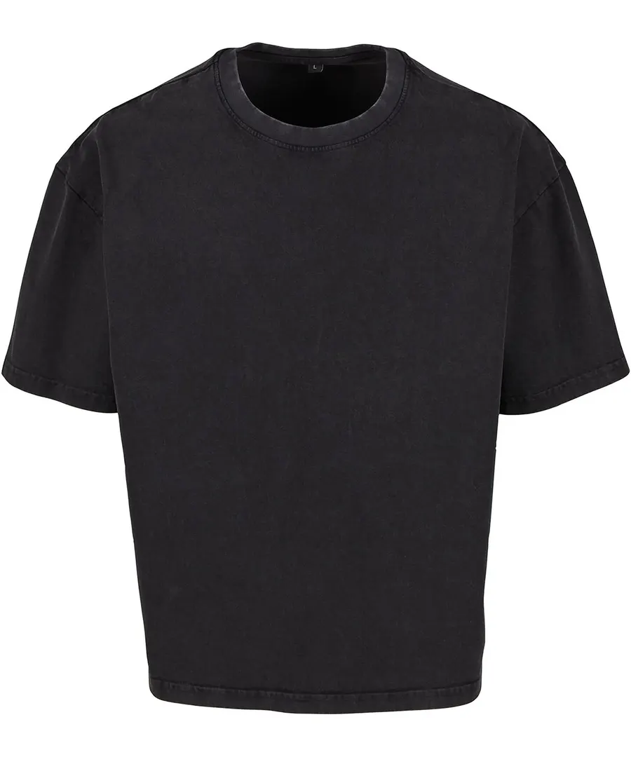 Vintage cropped heavy oversized tee – Black