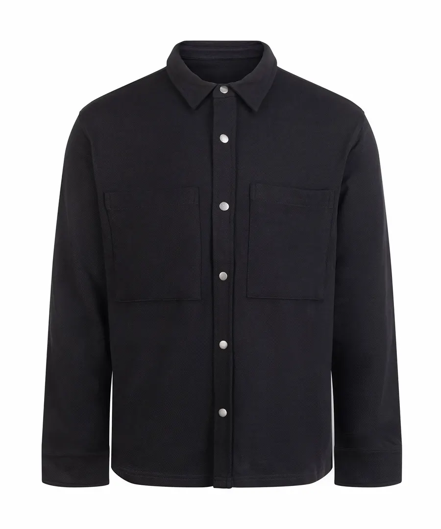 Premium piqué overshirt – Black